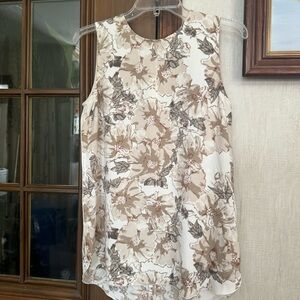 Babaton by Aritzia White and Brown Botanical Print Tunic